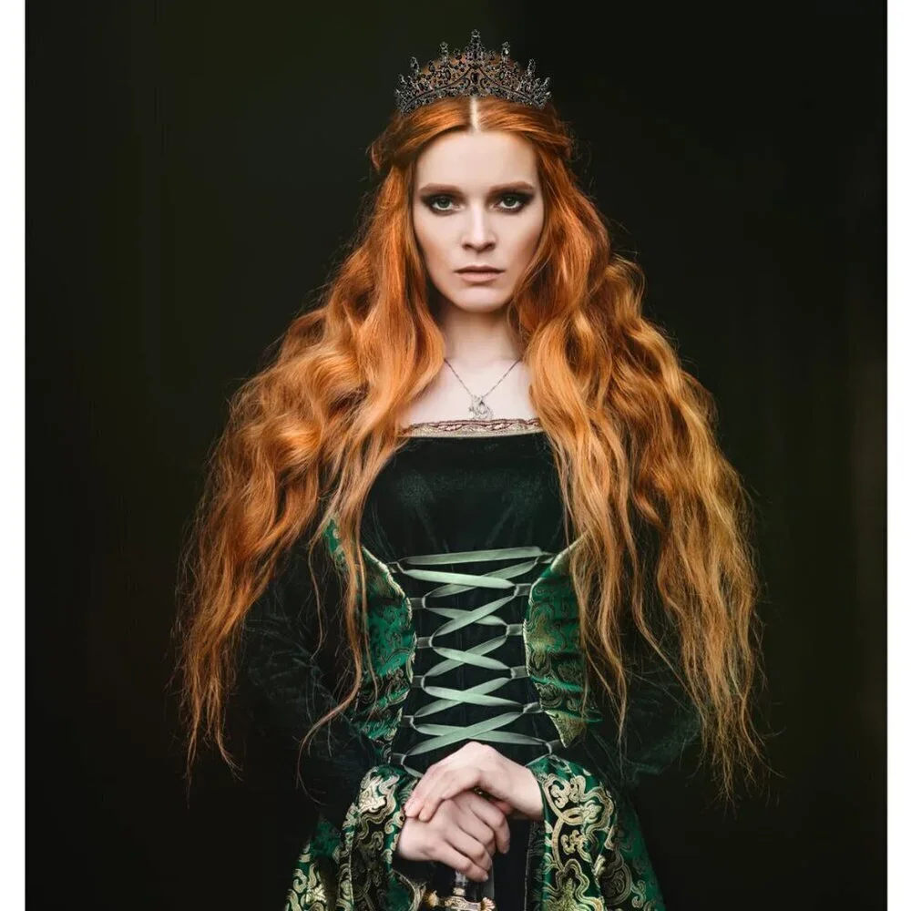 Women Black Gothic Tiara Crown Crystal Costume Prom Halloween Accessories